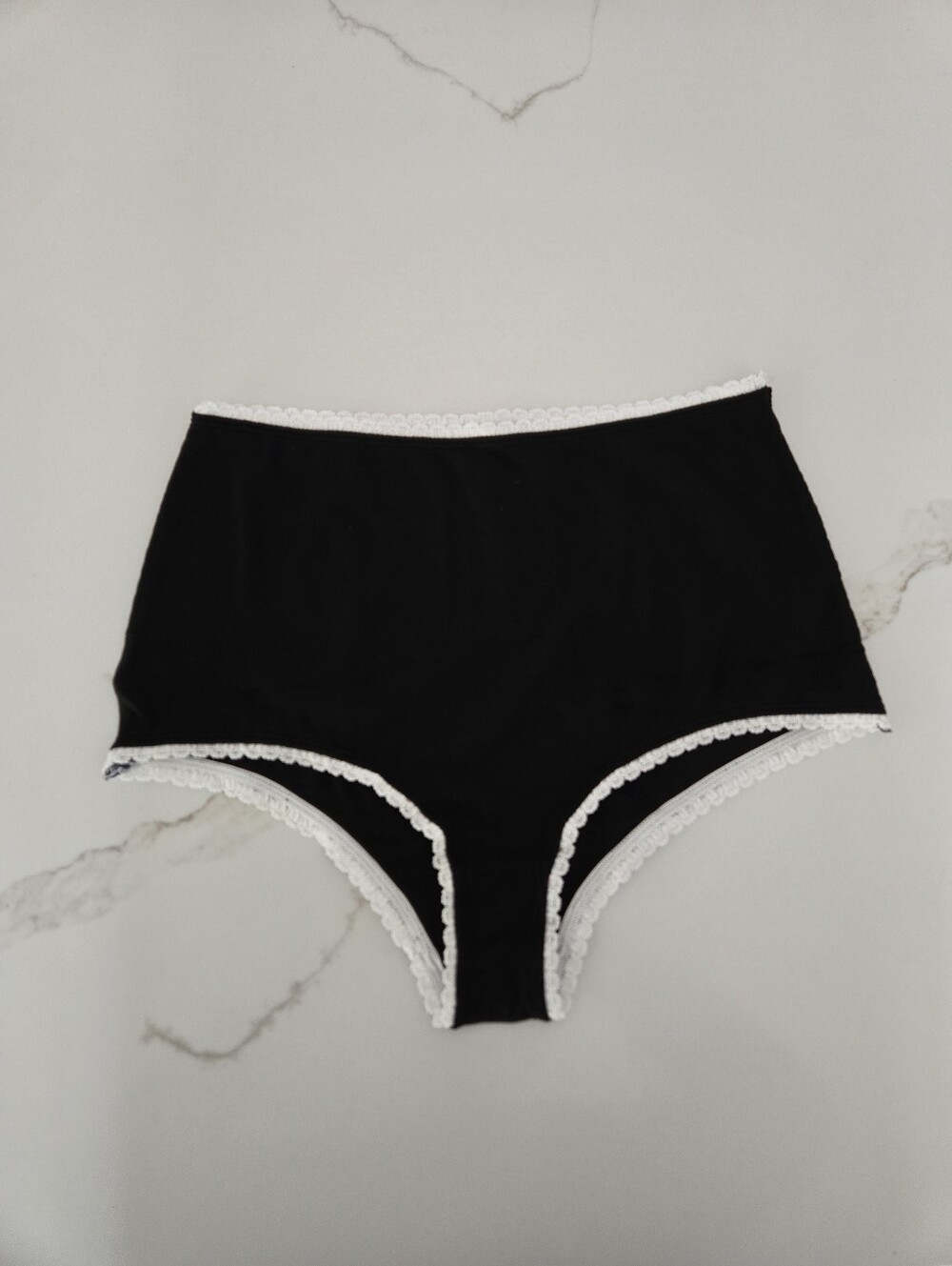 NWT Anthropologie Black Briefs with White Lace Trim